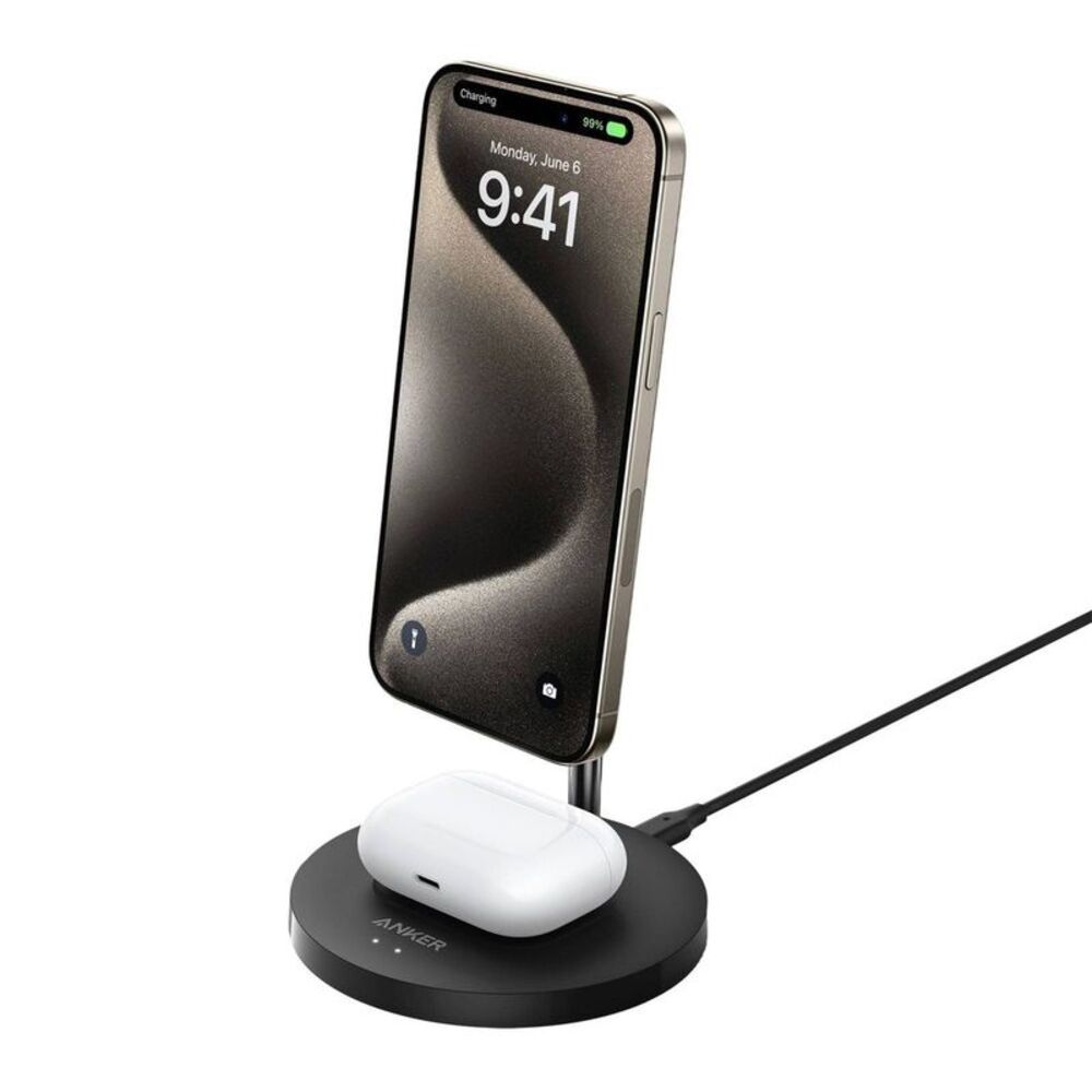 Anker -  Qi2.2 25W Wireless Stand with Battery Charge Black